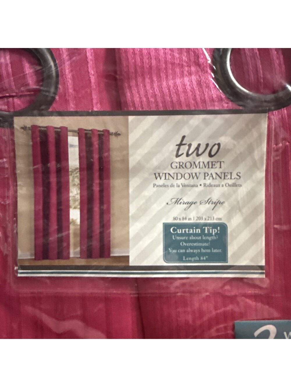 Two Grommet Window Panels Mirage Stripe 80 In X 84 In Fuchsia